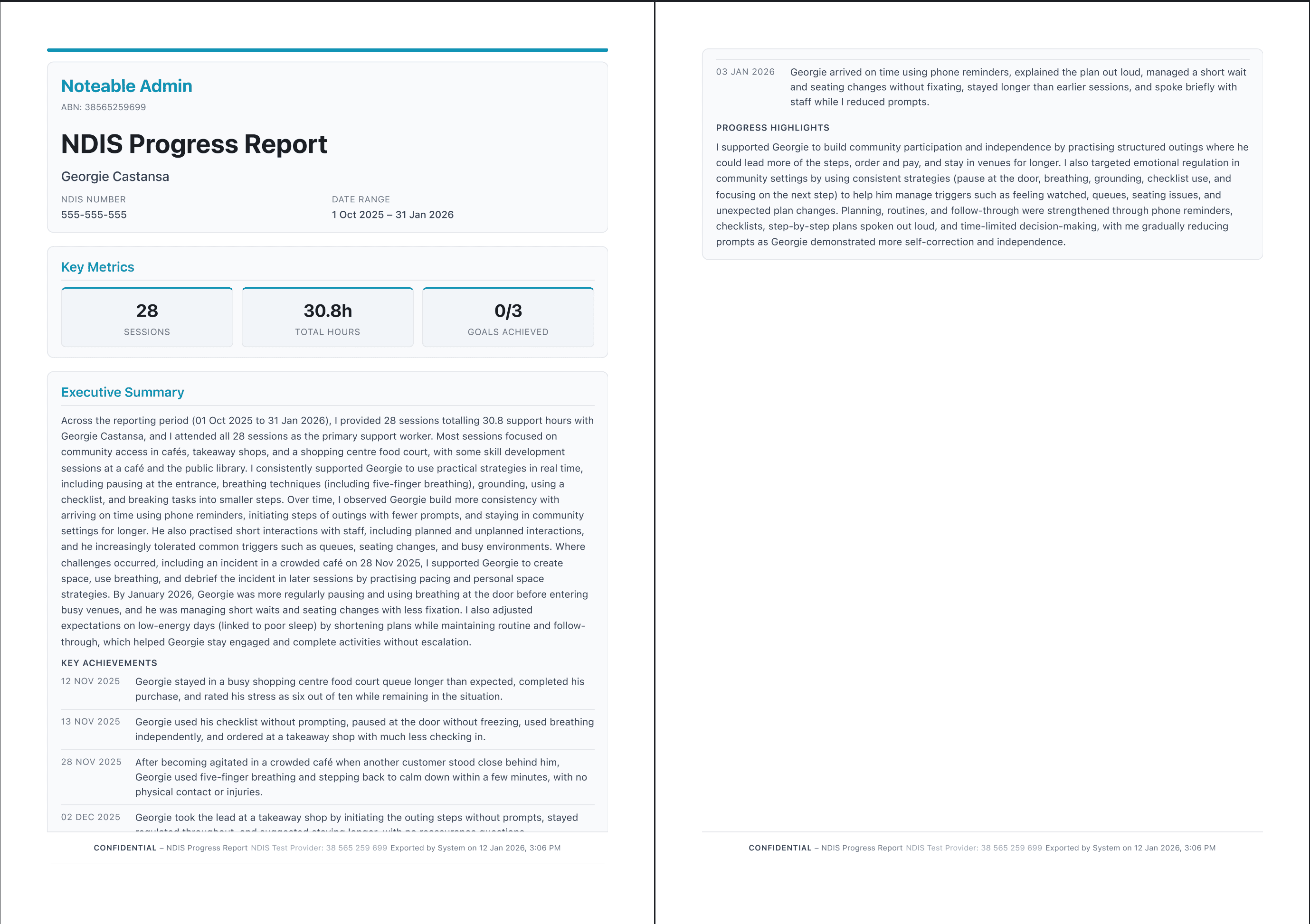 Noteable evidence-backed clinical report showing advanced capability for growing practices
